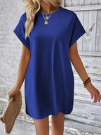 Round Neck Short Sleeve Mini Dress (21)