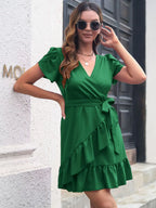 Tied Surplice Short Sleeve Dress (3)