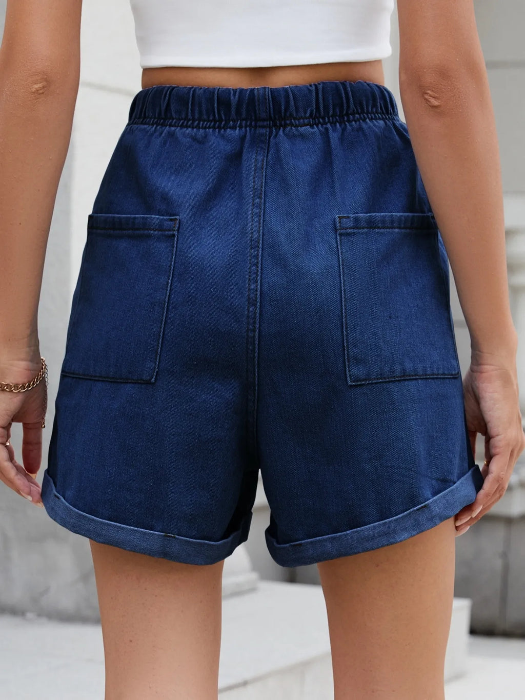 Drawstring Wash Denim Shorts (20)
