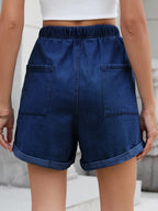 Drawstring Wash Denim Shorts (20)