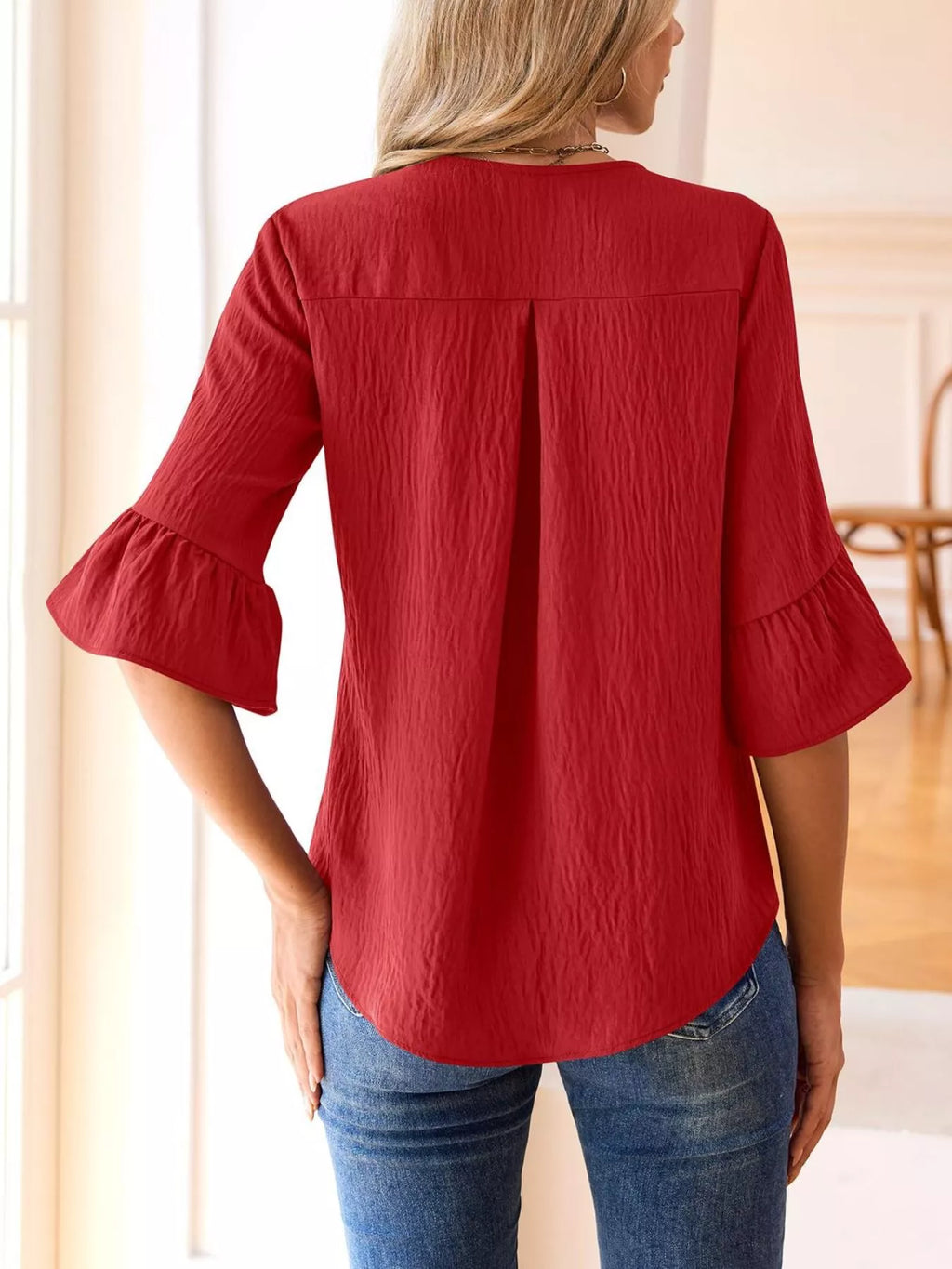 Ruffle Trim V-neck Blouse (15)