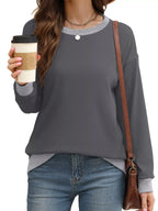 Contrast Trim Crew Neck Casual Sweatshirt (10)