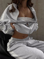 Zip Up Long Sleeve Outerwear Pants Set (2)