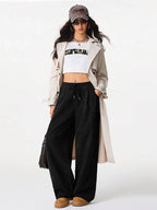 Relaxed Fit Corduroy Pants Drawstring (8)