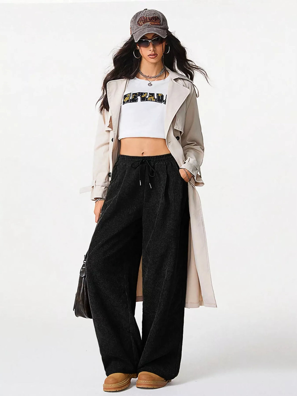 Relaxed Fit Corduroy Pants Drawstring (8)