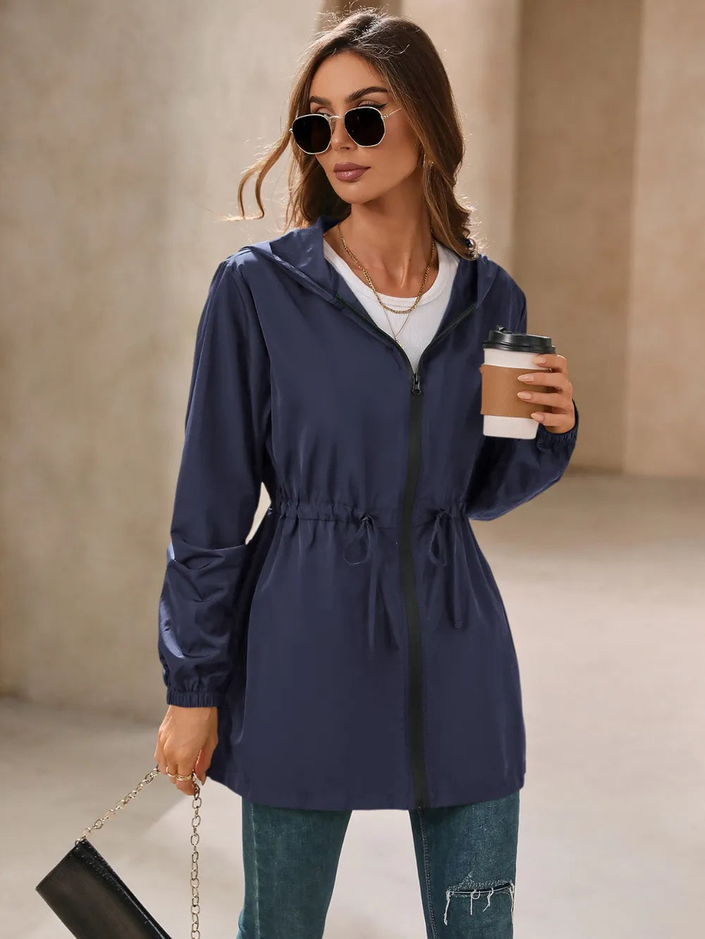 Outdoor Waterproof Long Sleeve Hooded Windbreaker (24)