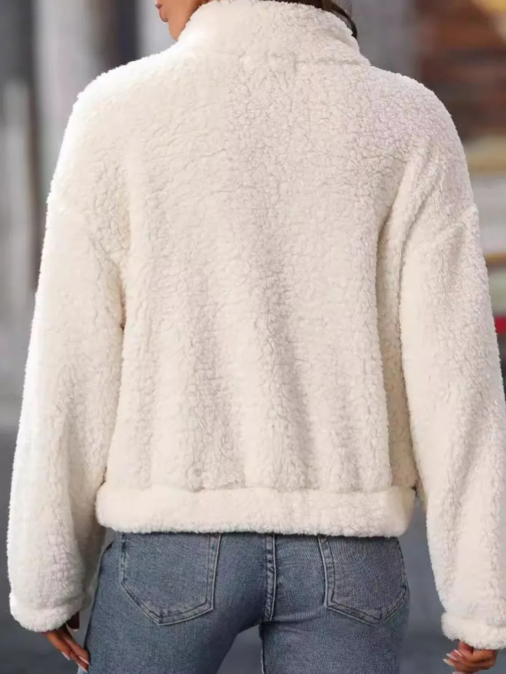 Heart Half Zip Long Sleeve Teddy Sweatshirt (3)