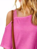 Asymmetrical Neck Half Sleeve T-shirt (2)