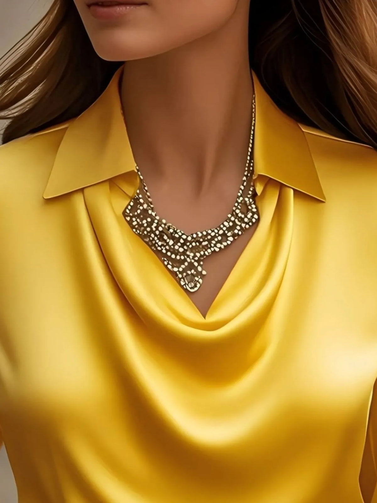 Satin Collar Long Sleeve Blouse (11)