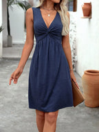 Twisted Front V-neck Sleeveless Dress (6)
