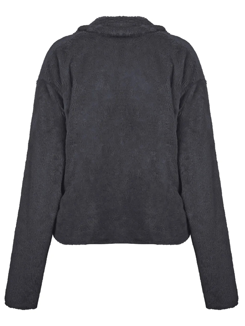Plush Open Front Dropped Shoulder Jacket (3)