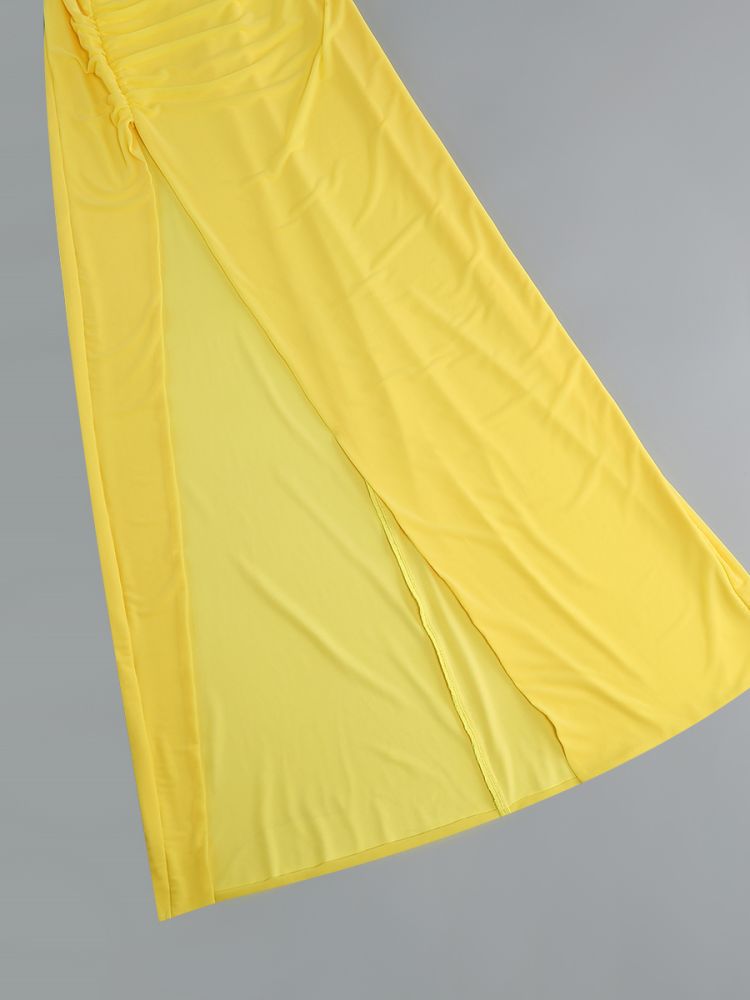 Twist Wrap Chest Solid Color Dress photo 8