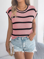 Striped Round Neck Knit Sweater (8)