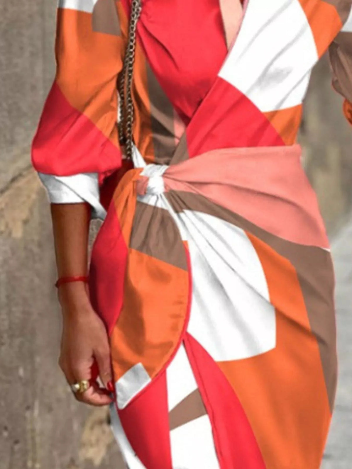 Printed Collared Neck Shirt Dress (11)
