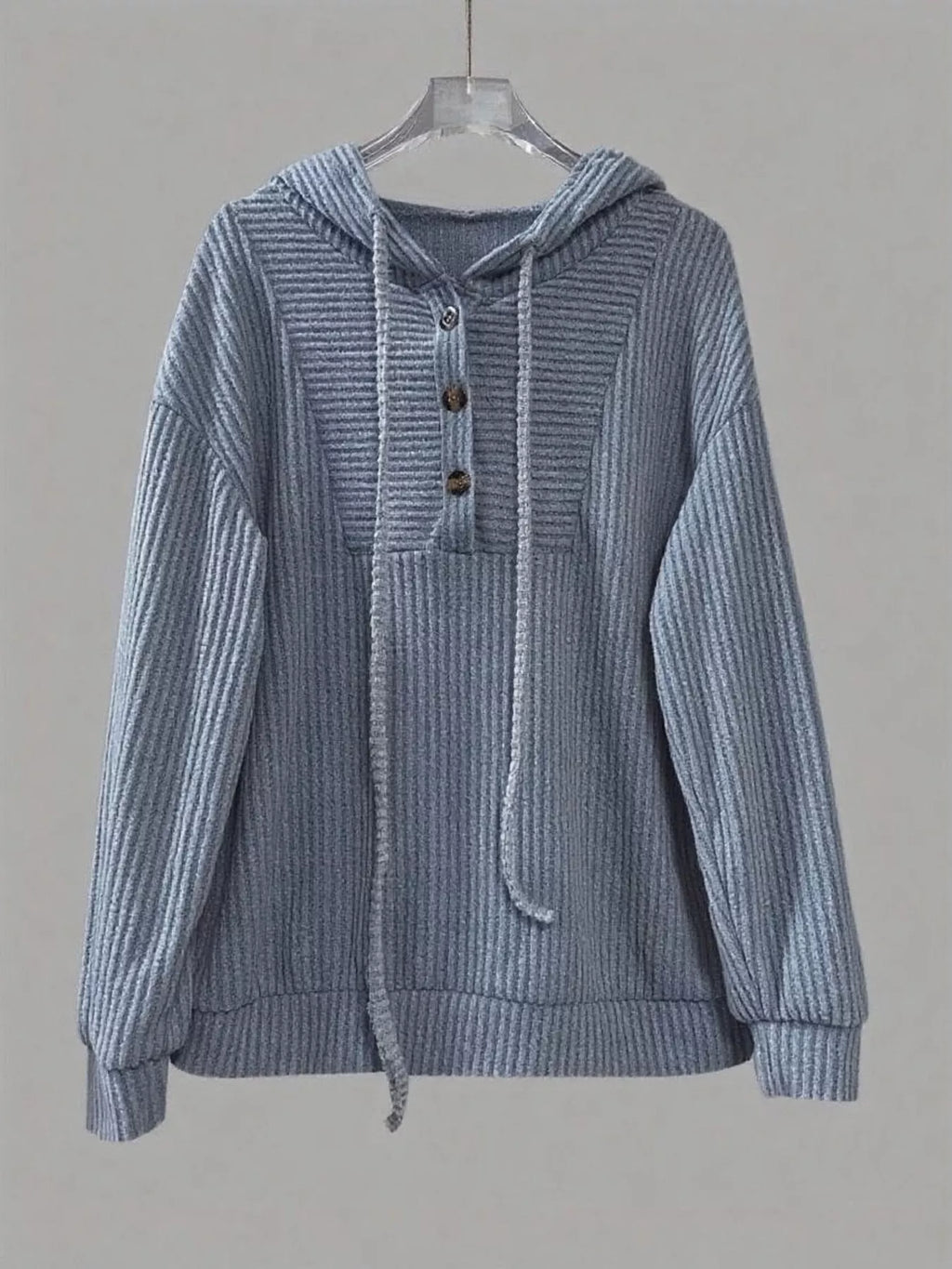 Button-front Drawstring Hoodie (11)