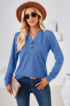 Notched Button Detail Long Sleeve T-shirt (7)
