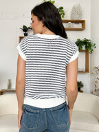 Striped Round Neck Sweater Vest (4)