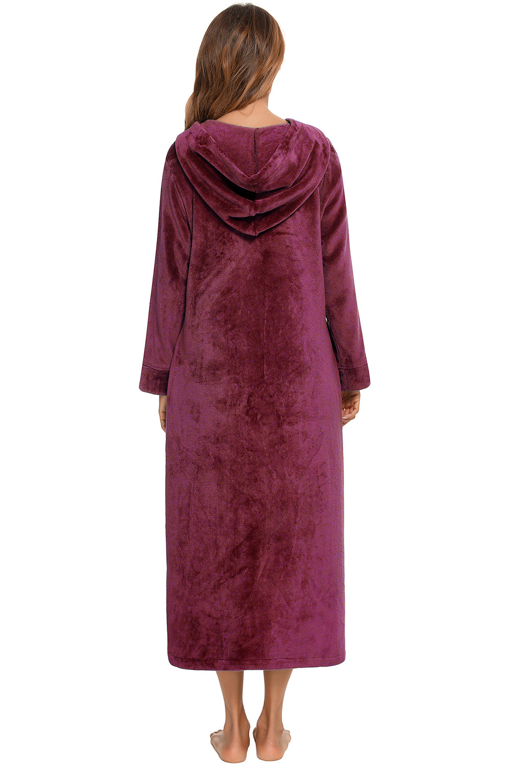 Zip Front Hooded Night Dress Pockets (12)
