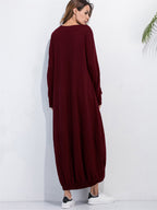 Full Size Round Neck Long Sleeve Sweatshirt Dress (9)