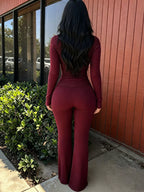 Ribbed Knit Ruched Cut-out Jumpsuit (8)