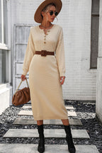 Notched Neck Dropped Shoulder Button-down Midi Dress (21)