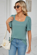 Square Neck Short Sleeve T-shirt (4)