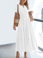 Notched Short Sleeve Tiered Dress (14)