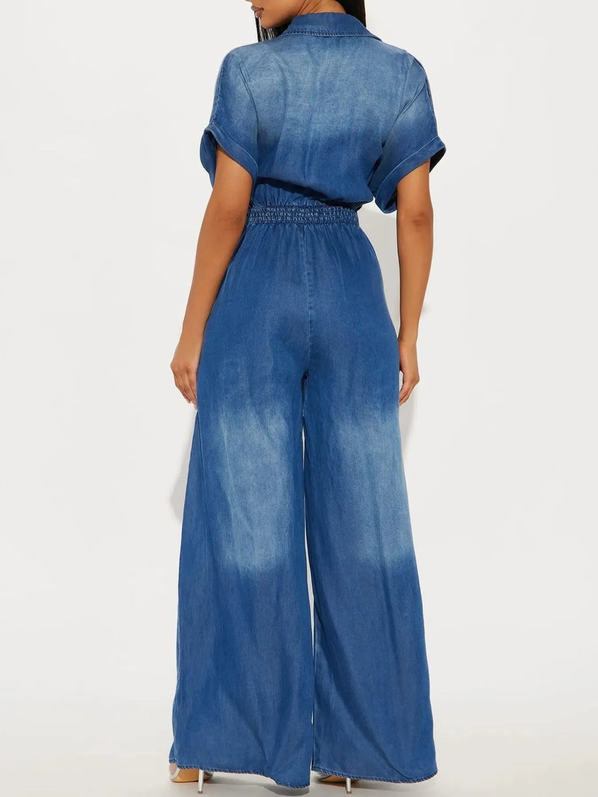 Button Front Wide Leg Denim Jumpsuit (6)