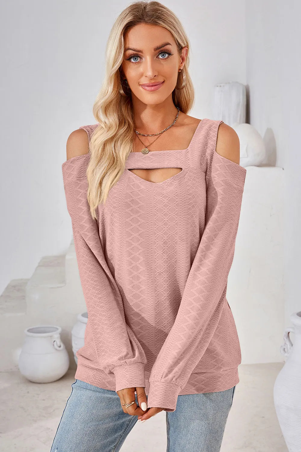 Cutout Square Neck Cold Shoulder T-shirt (22)