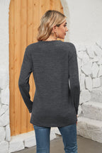 Notched Neck Long Sleeve T-shirt (9)