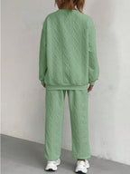 Texture Round Neck Top Pants Set (16)