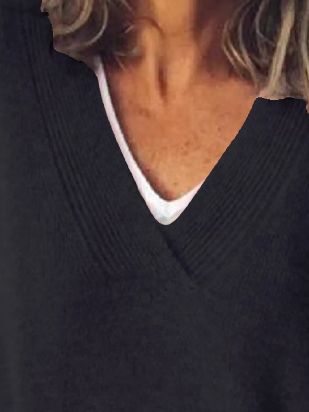 V-neck Dropped Shoulder Sweater (6)