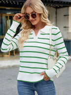 Striped Johnny Collar Long Sleeve Sweater (12)