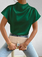 Mock Neck Short Sleeve Blouse (12)