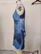 Patchwork Denim Sleeveless Dress (5)