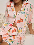Printed Button Down Shirt Shorts Set (4)