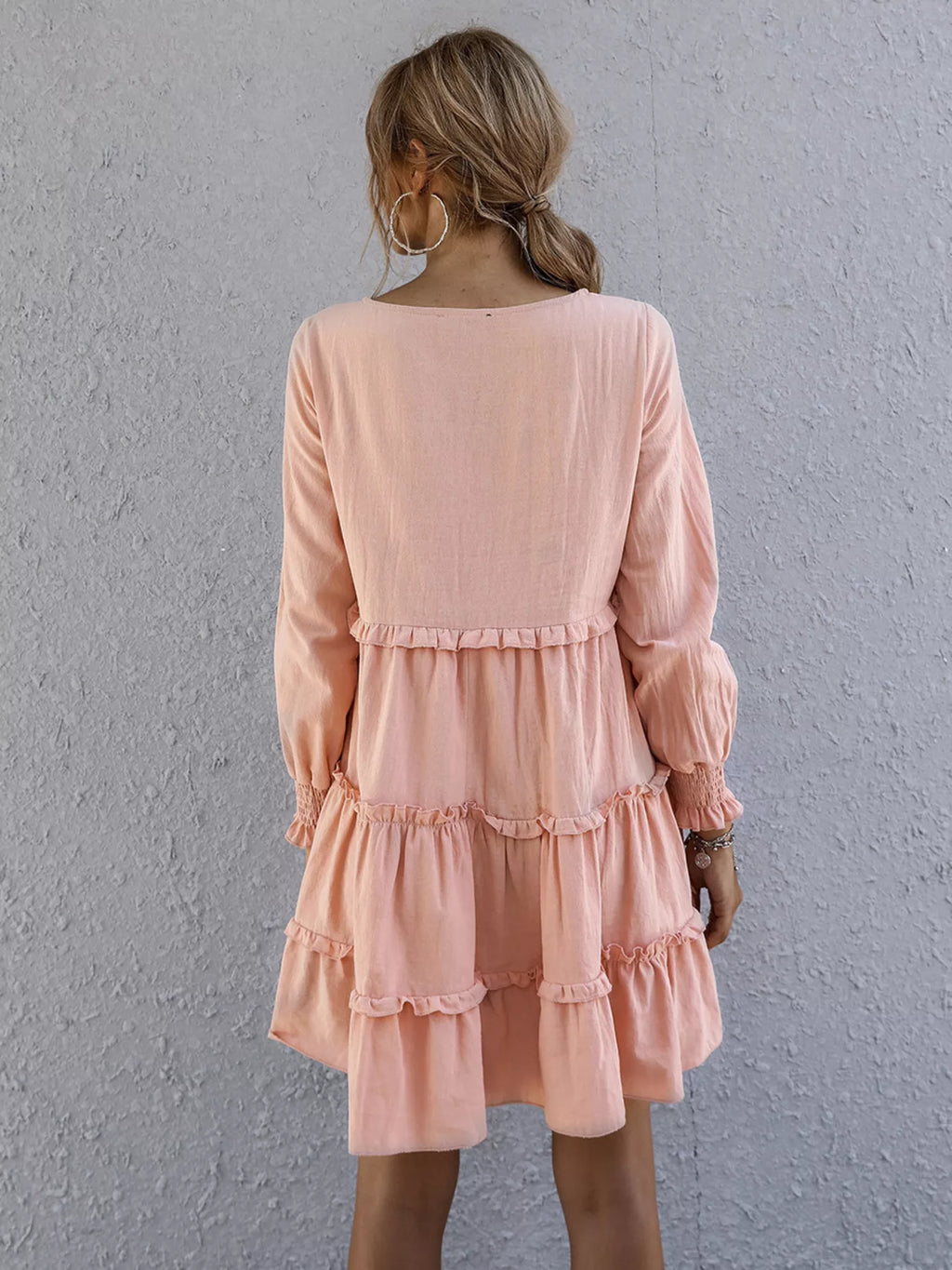 Ruffle Tiered Long Sleeve Mini Dress (16)