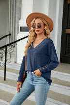 V-neck Long Sleeve T-shirt (14)