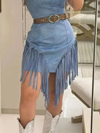 Sleeveless Fringed Mini Dress (3)