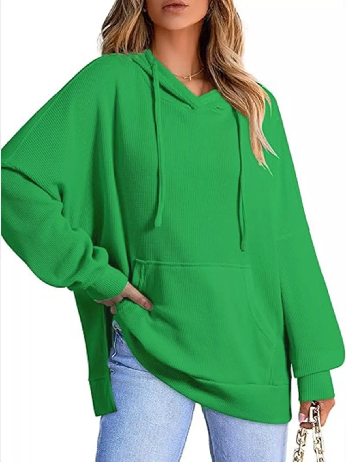 Oversized Drawstring Side Slit Hoodie (14)