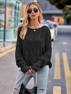 Round Neck Cable-knit Sweater
