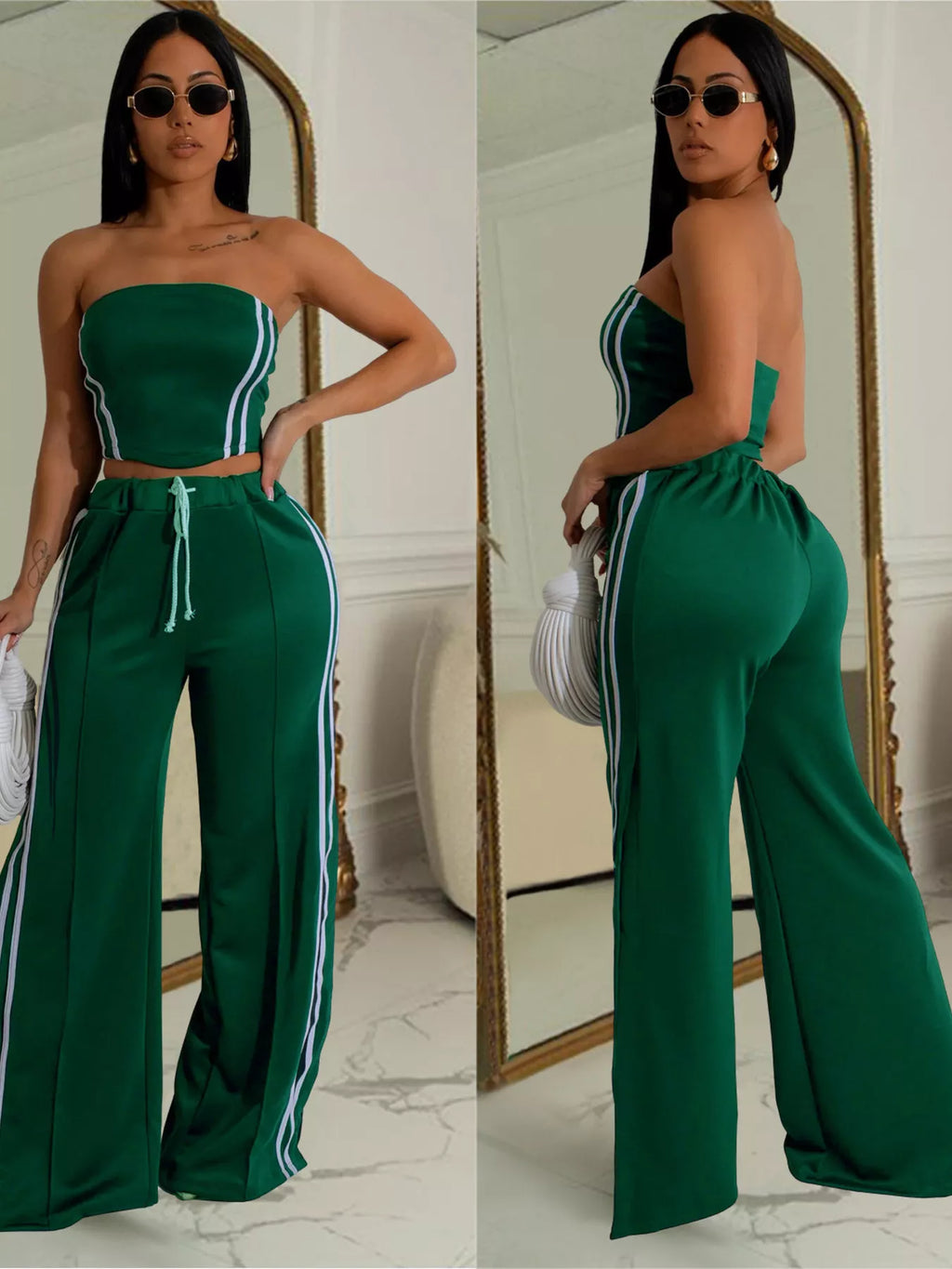 Sleeveless Tube Top Wide Leg Pants Set (12)
