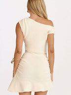 One-shoulder Ruffle Hem Mini Dress (5)