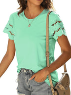 Round Neck Short Sleeve Casual T-shirt (10)