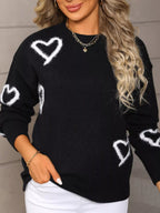 Valentine's Day Heart Print Crew Neck Sweater (5)