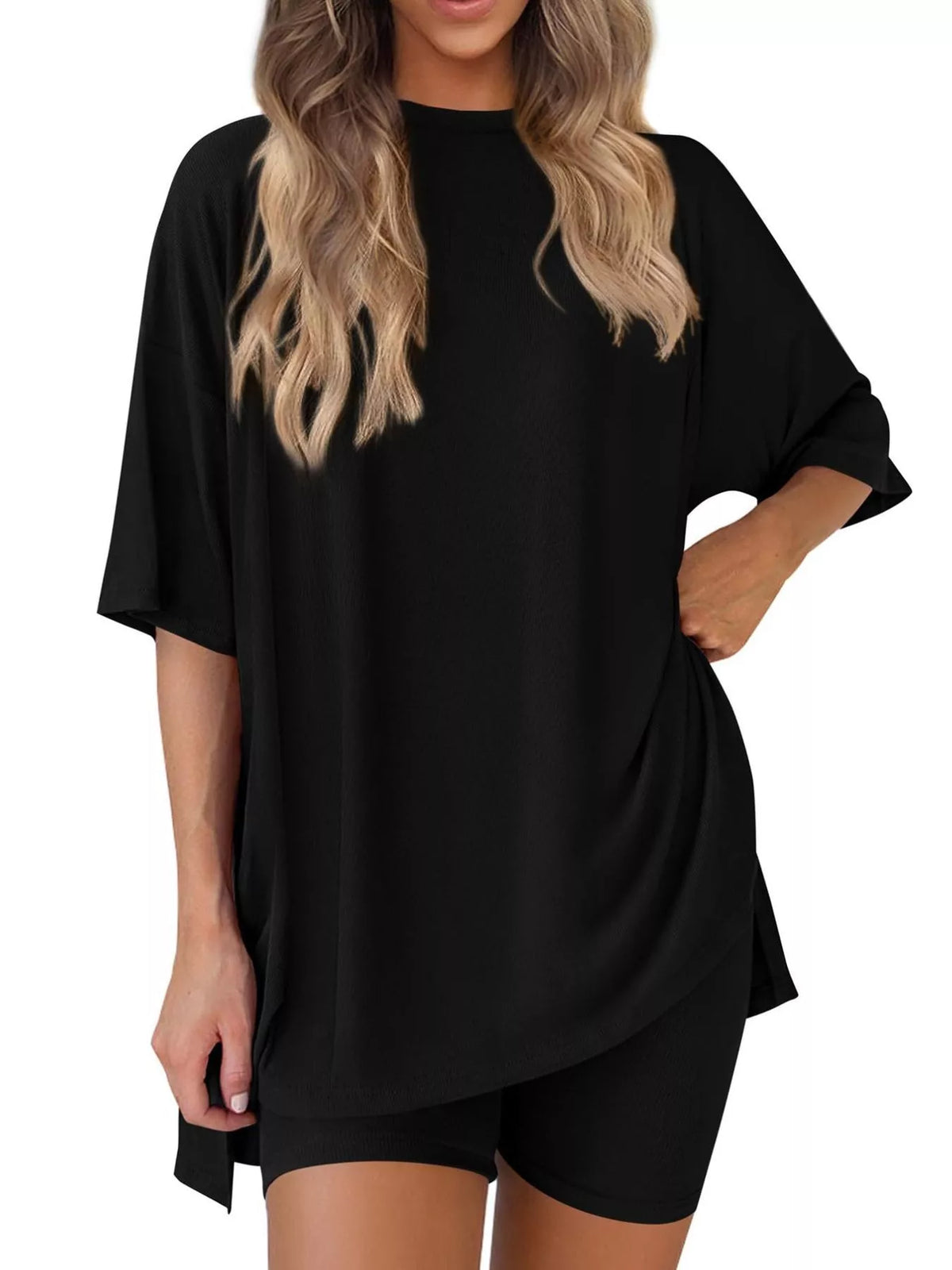 Full Size Half Sleeve T-shirt Shorts Set Plus (8)