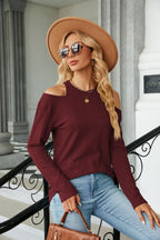 Dropped Shoulder Long Sleeve Blouse (17)