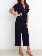 Notched Short Sleeve Tie Waist Jumpsuit (5)