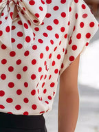 Polka Dot Tie Neck Blouse (6)