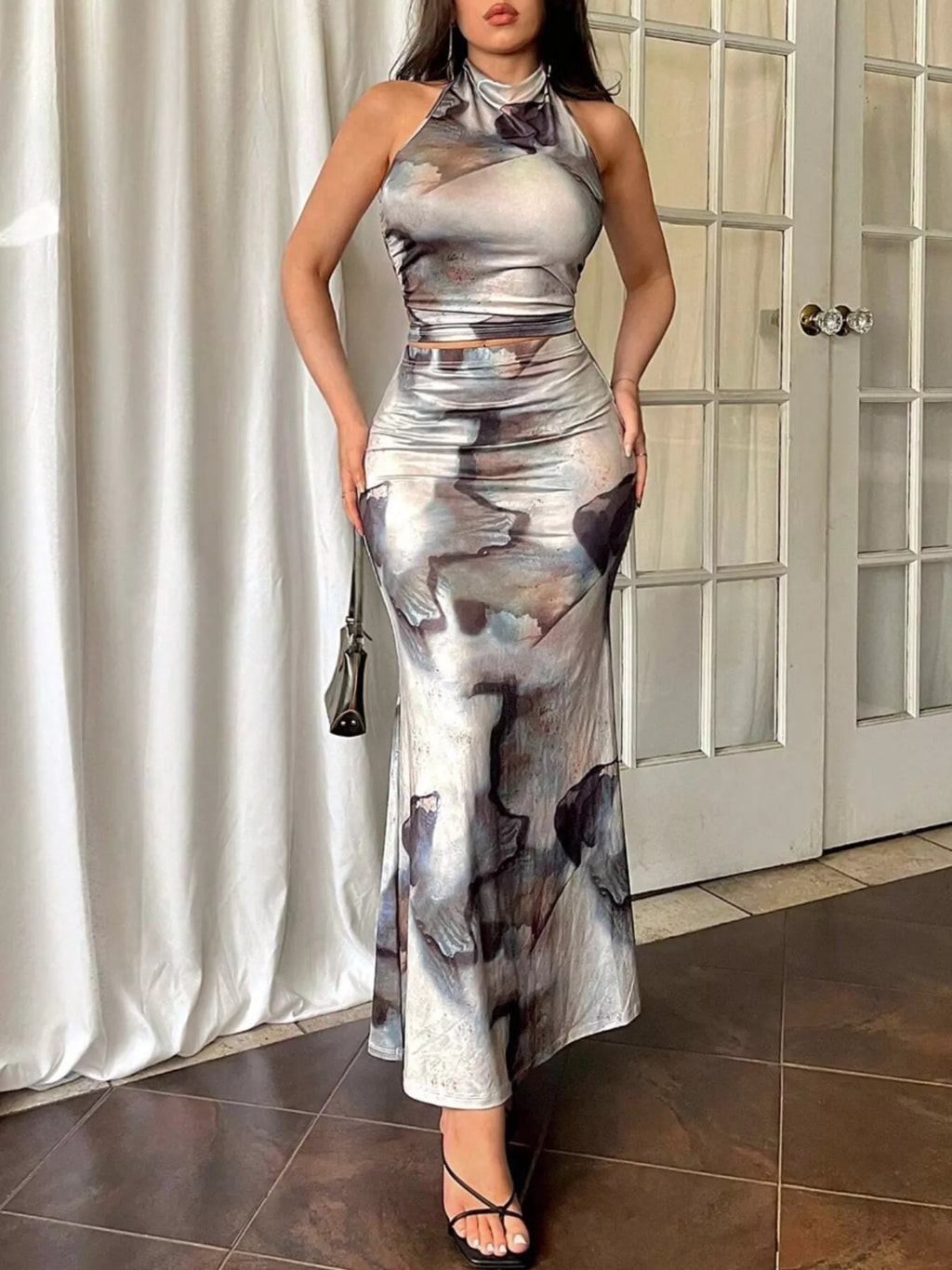 Tie-dye Halter Top Mermaid Skirt Set (13)